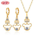 Luxury Cute Mouse 18k Laminated Gold Wholesale Grandes De Piedras Jewelry Sets Drop Earrings and Necklace for Women