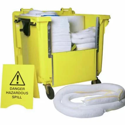 Oilspillpro HKITS900L-OOA 900L Oil & Fuel Wheeled Spill Kit with Oil Absorbent Pads for Workplace