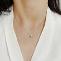 Ins Style Girl Gifts Wholesale Pure Silver Gold Plating Emerald Zircon Stone Necklace