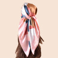 QL Summer New Fashion Versatile 90 * 90 Shawl Imitation Silk Satin Colorful Graffiti Print Scarf Headband 90 Satin Square Scarf