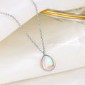 Fine 925 Sterling Silver Water Drop Shaped Moonstone Pendant Necklace Women Simple Gemstone Necklace for Gift