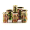 Furniture Cylindrical Threaded Knurling Insert Nut for Wood Steel Nickel Plated Polished Left Hand Thread