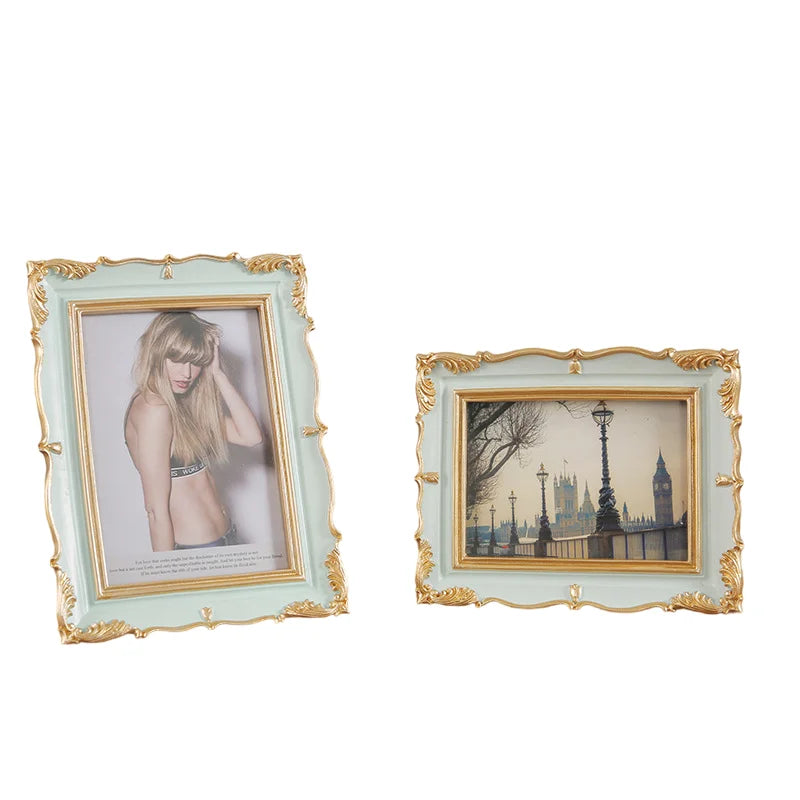 European Home Decoration Resin Frames Vintage Luxury Resin Gold Silver Photo Frame