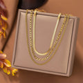Wholesale No Fade Stainless Steel 18k Gold Plated Three Layered Chain Fashion Figaro Necklace for Women