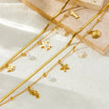 Marine Style Stainless Steel Double Layer  Beach Anklet 18k Gold Plated Starfish Fish Seahorses Seaturtles Anklet for Women