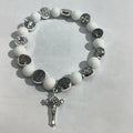 Wholesale 8mm Natural Stone Hematite Agate tiger Eye Beaded Bracelet Saint Benedict Cross Bracelet