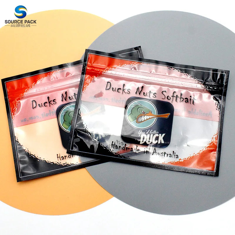 3 Side Seal Worm Soft Bait Plastic Pouch Fishing Lure Packaging Zipper Bags With Hanging Hole