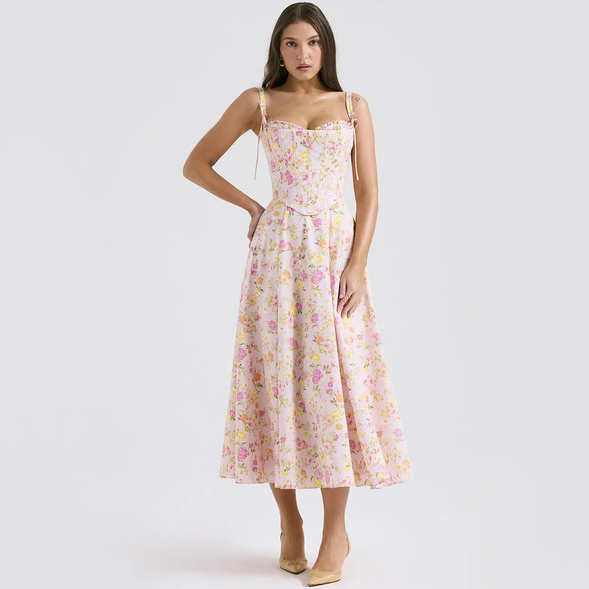 Dresses Women Set Women Clothing Spaghetti Strap Sleeveless Long Floral Girls Dress Vestido Casual Dresses