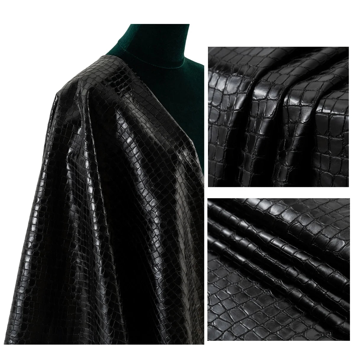 PFAS FREE Animal Pattern Designer Crocodile Skin Embossed Faux Pu Leather for Garment