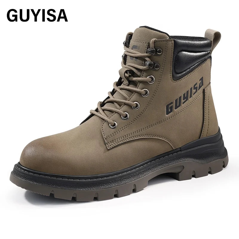 GUYISA Customizable Durable Rubber Outsole Steel Toe Safety Boots Waterproof Microfiber Upper Safety Boots
