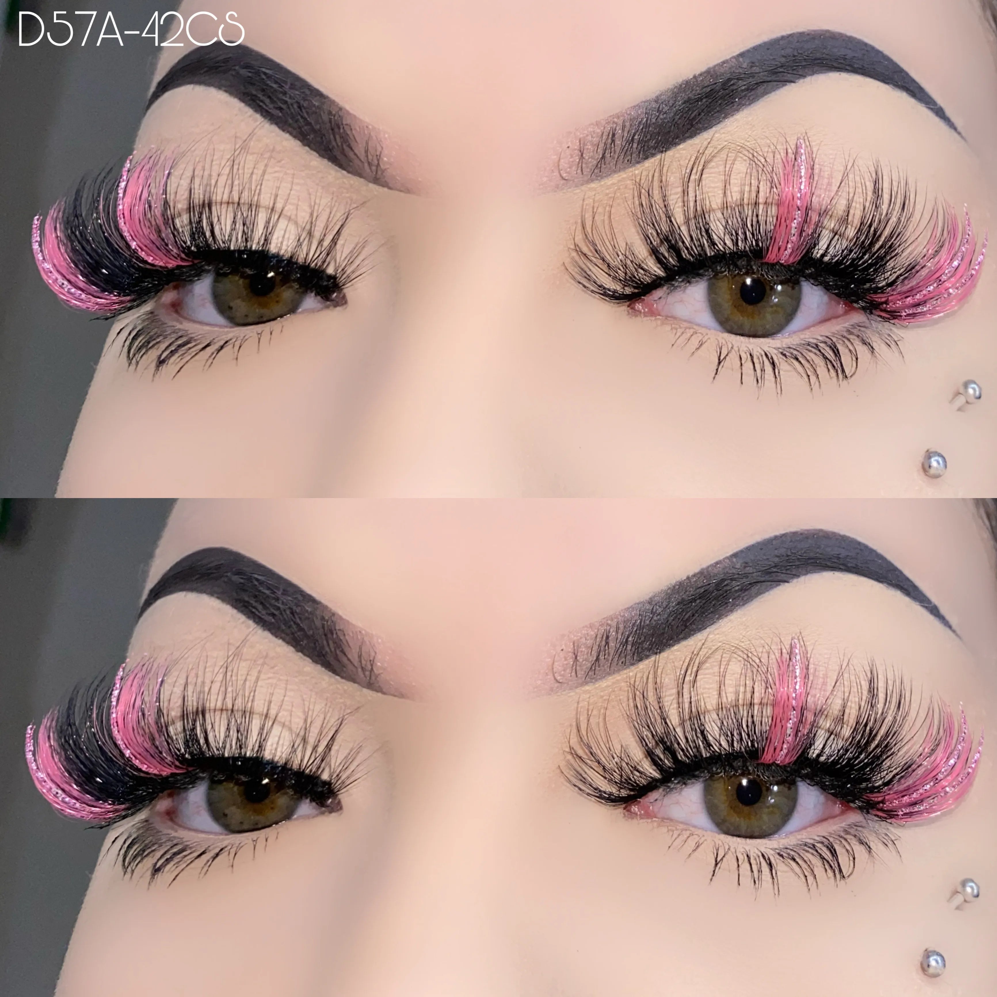Wholesale Colorful Faux Mink Strip Lashes with Glitter  Shimmery  Lash Strips Color 15mm 20mm Glitter Lashes