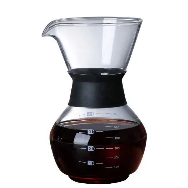 300ml 600ml Pour Over Glass Coffeemaker Hand Drip Coffee Sharing Pot