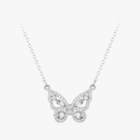 Ailmay 925 Sterling Silver Exquisite Luxury Clear Cz Flying Butterfly Animal Necklace for Women Girls Party Accessories Jewelry