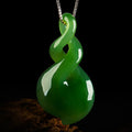 Mongolia Nephrite Jade Luxury Necklace Natural Greenstone Double Twist Pendant