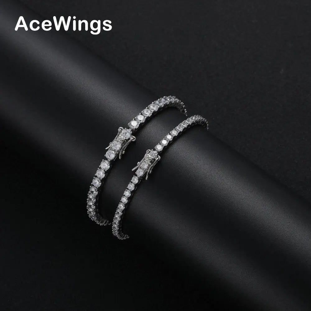 SH001  3mm 4mm  925 Sterling Silver  Tennis Chain 1 Row Bracelet  Hip Hop Bling  Bling  Jewelry