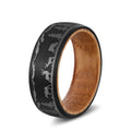 Poya Fashion Jewelry 8mm IP Black Brushed Whiskey Barrel Ring With Pine Tree Animal Deer Lasered