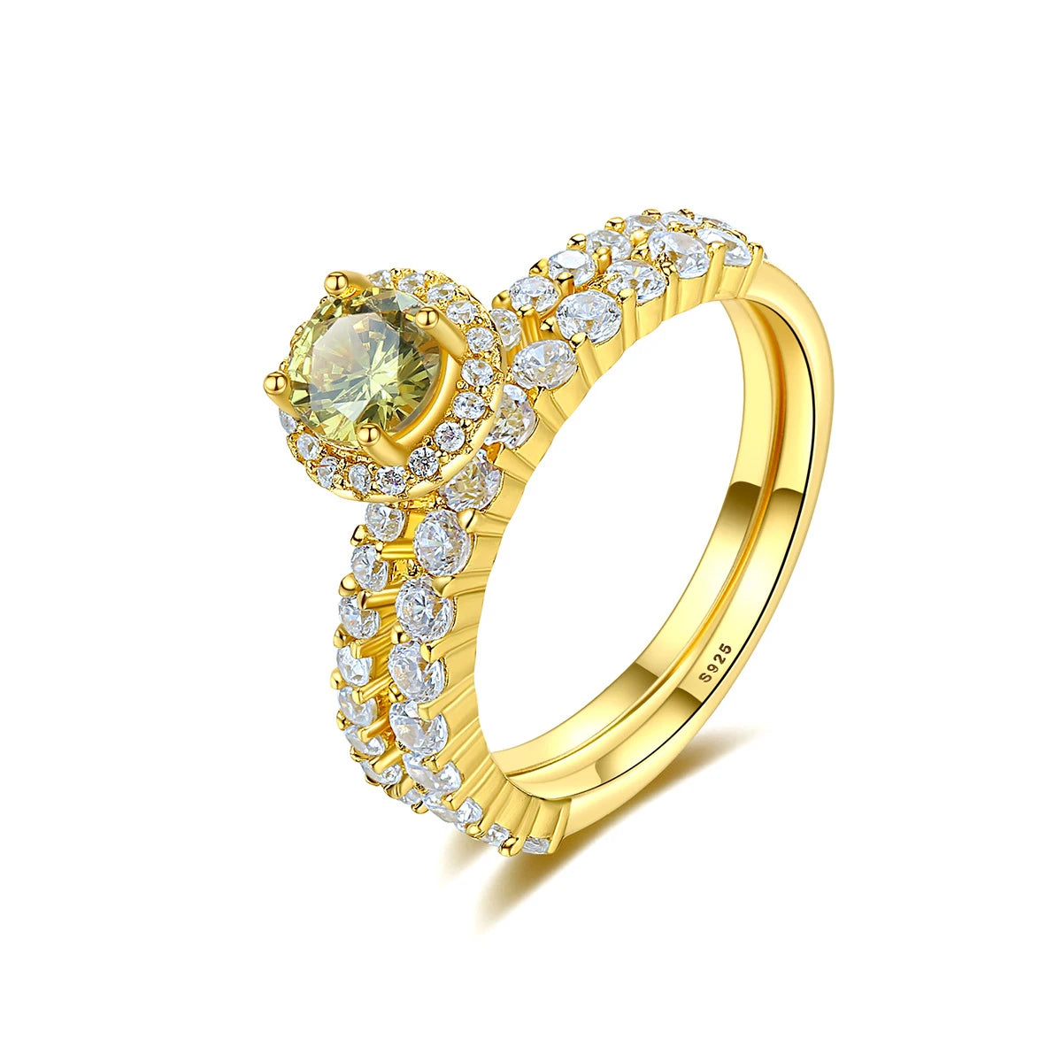 Hot Selling Wholesale Price Gold Plated Ring Set 925 Sterling Silver Micro-paved Zircon Stackable Bestie Couple Rings