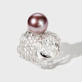 Designer Fine 925 Silver Lace Ring with Purple Freshwater Pearl Luxury Engagement Jewelry Custom Personalized