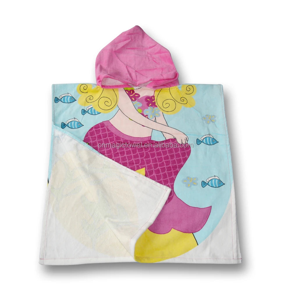 Small MOQ Toddler Towel with Hood Quality Cotton Kids Personalized Children Hooded Beach Change Robe Surf Poncho Towel