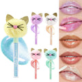 HANDAIYAN Mirror Pearlescent Lip Gloss Cat Head Plush Polarized Lip Glaze Moisturizing Metal Lipgloss