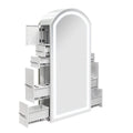 Professional Hairdressing Salon Furniture with LED Lights Oval Mirror Storage for Salons