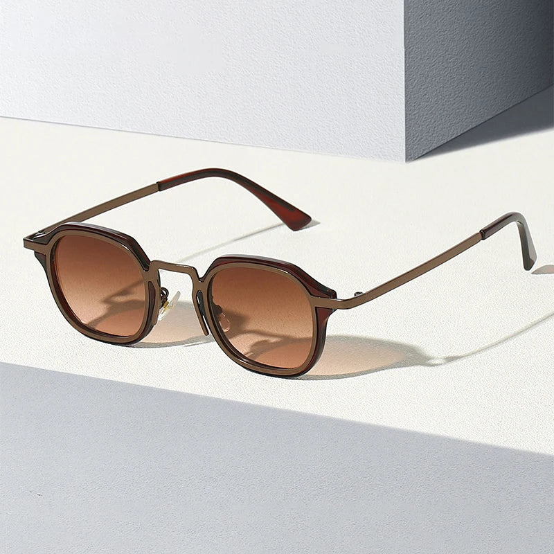 2025 Metal Uv Protection Gradient Lenses Vintage Eyewear Clear Big Frame Square Retro Rectangular Fashion Large Men Sunglasses