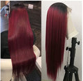 Wholesale 130% 150% 180% 250% Density Burgundy Red Wigs 1b 99J Human Hair Wigs Straight Virgin Brazilian Hair Lace Front Wig