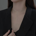 INS Fashion Jewelry 925 Sterling Silver Y-shape Small Round Bead Dangle Long Tassel Chain Gold Plated Necklace Jewelry for Women