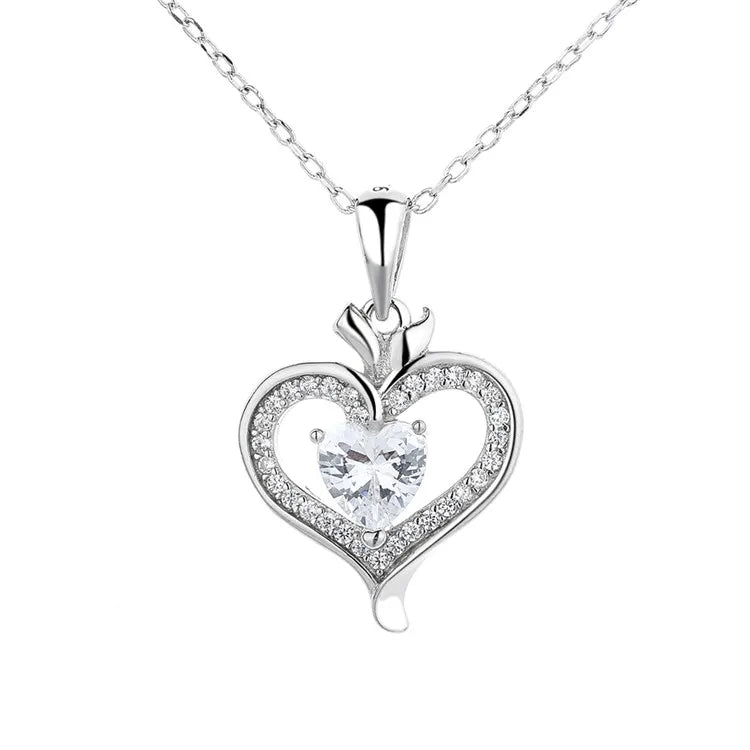 Zircon 925 Sterling Silver Heart Shape Pendant Necklace Women Jewelry Wholesale Price