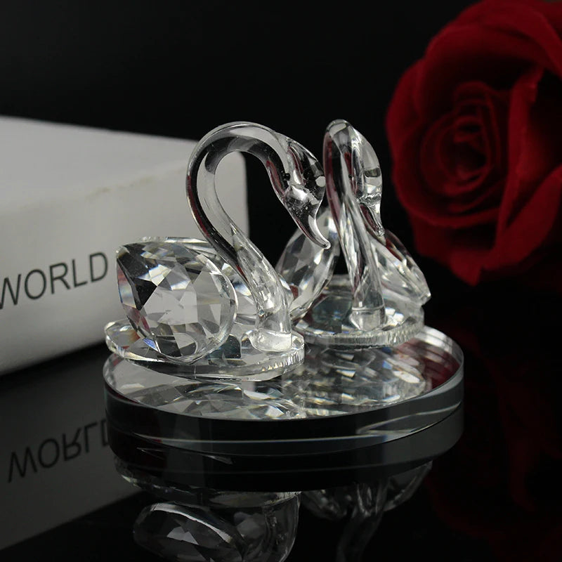 Shinning Couple Crystal Glass Swan Wedding Guest Gifts