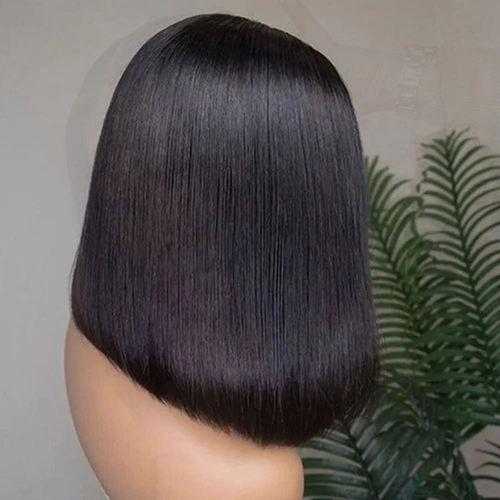 Fast Shipping Super Double Drawn Jet Black Raw Vietnamese Hair Wig 1B Color Bone Straight13X4 Full Frontal Lace Bob Wig