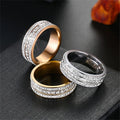 18K Gold-plated Fashionable Jewelry Slightly Set Zircon Titanium Steel Ring Elegant Couple Ring Crystal Gemstone Diamond Ring