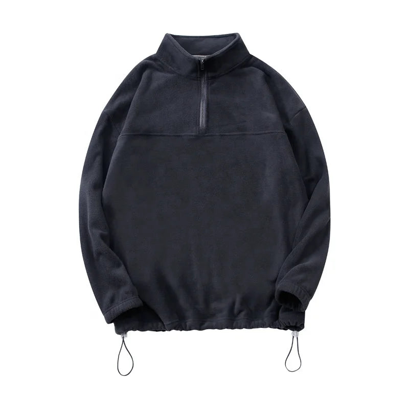 300 Gsm Dark Gray Vintage 1/4 Half Zip up Pullover 2025 Polar Fleece Warm Sweatshirt Men's Custom Quarter Zip Hoodie