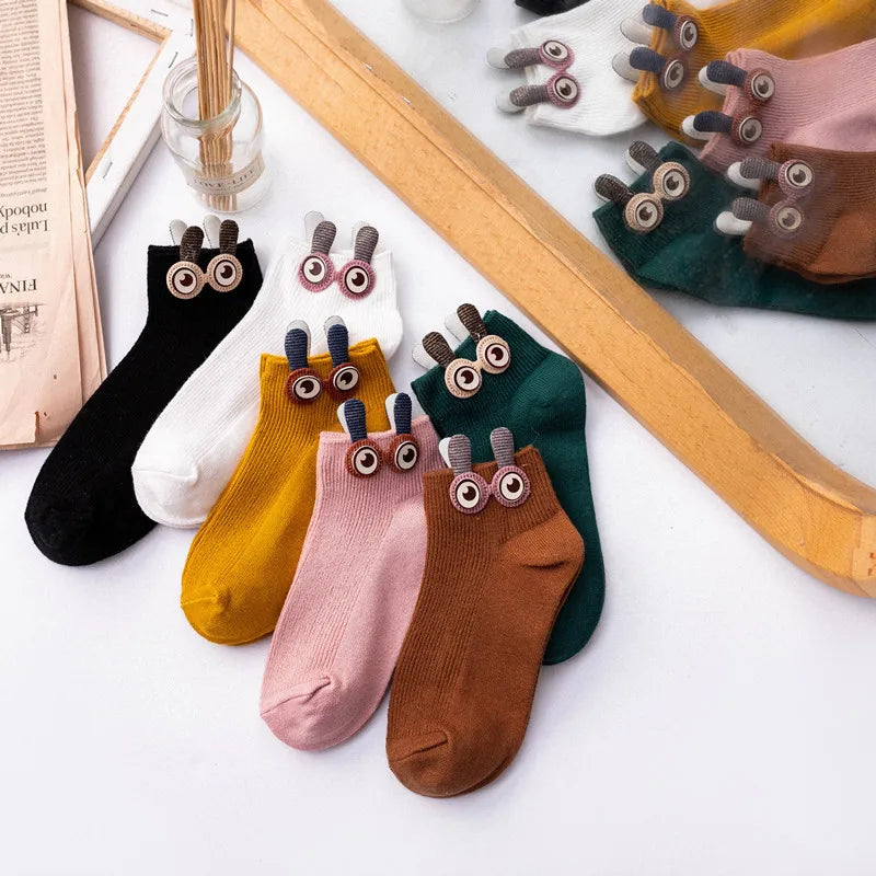 Factory Directly Wholesale Big Eyes Women Crew Socks Rabbit Ears Cartoon Socks Cute Colorful Funny Socks