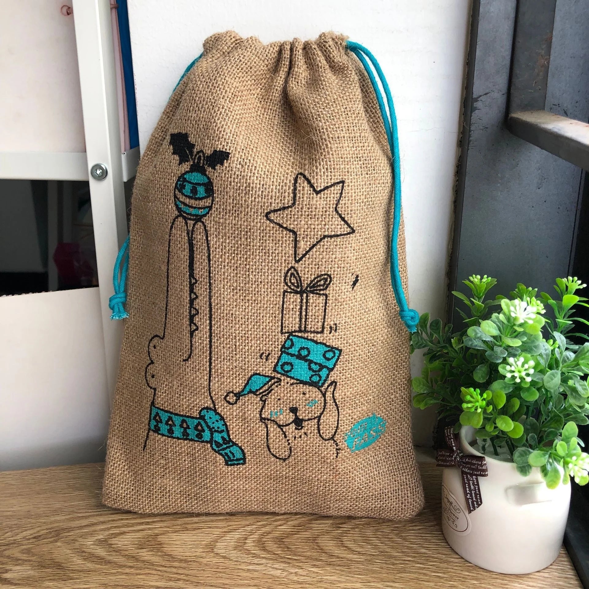 Natural Jute Burlap Drawstring Bag Burlap Grain Coffee Beans Corn Packaging Bag