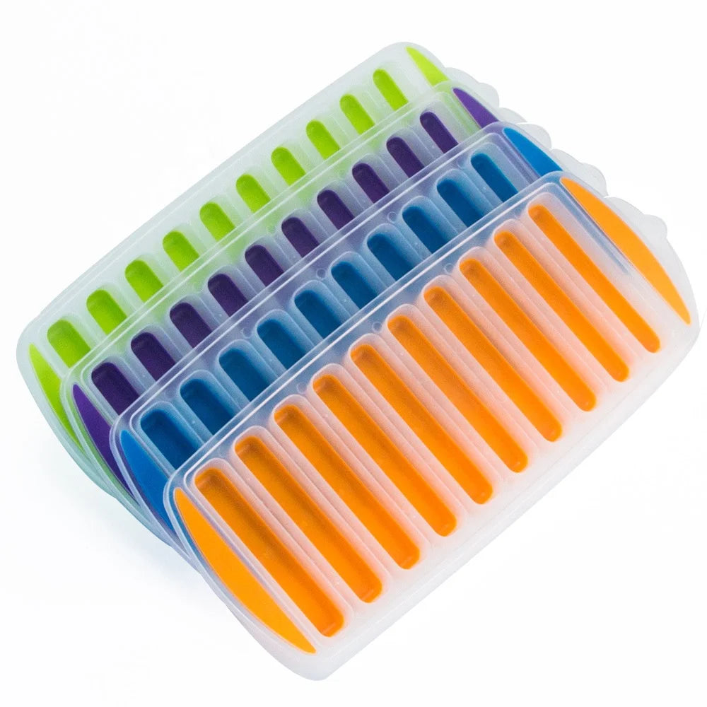10 Grids Finger Shape Food Grade Bpa Free Rectangular Narrow Ice Stick Tray Mold Long Ice Cube Tray for Water Bottles
