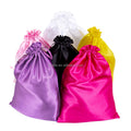 AliLeader Customized Logo Hair Packaging Bag Silk Drawstring Pouch Satin Wig Bags for Hair Extensions Wigs Storage