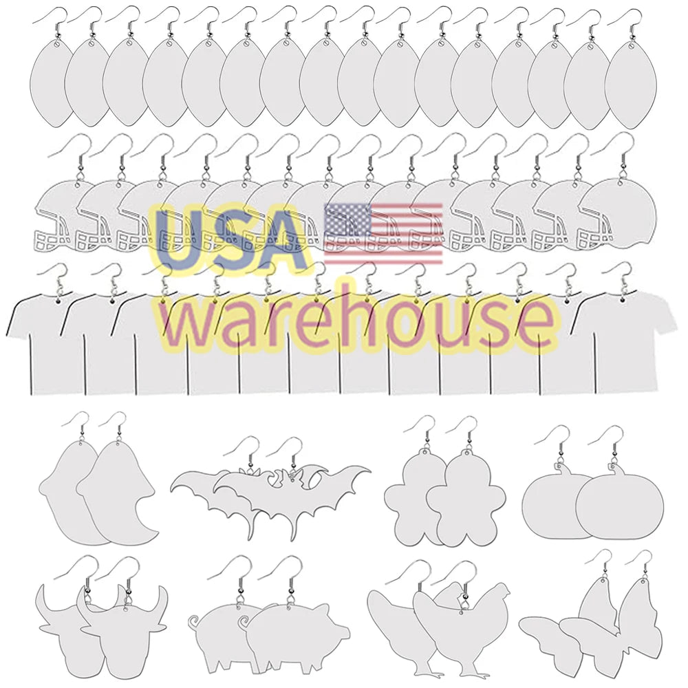 Sublimation Earrings Blanks Bulk Double-Sided MDF USA WAREHOUSE Custom Wood Blank Sublimation Earring for Printing