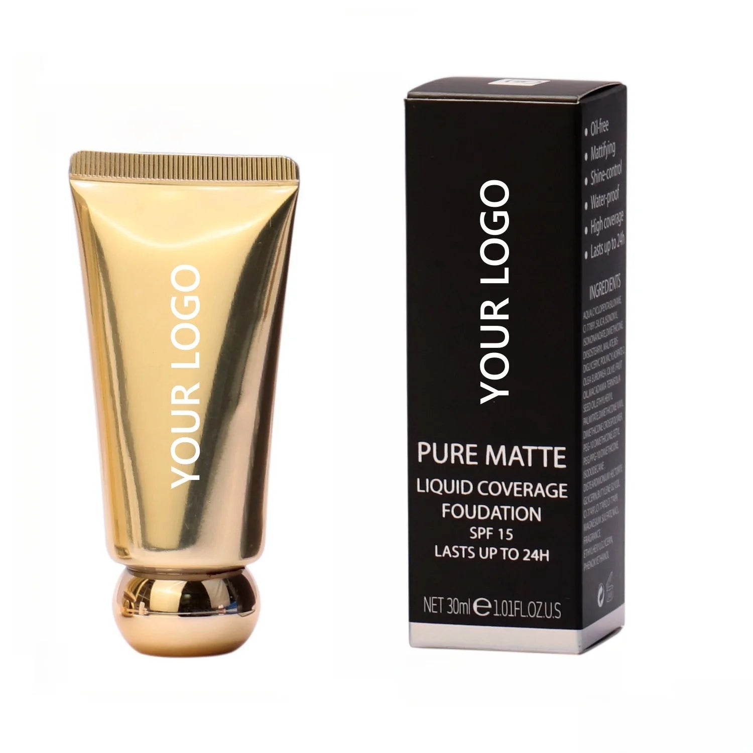 Professional Private Label Vegan Cosmetics Makeup Full Coverage SPF15  Matte Waterproof Liquid Foundation