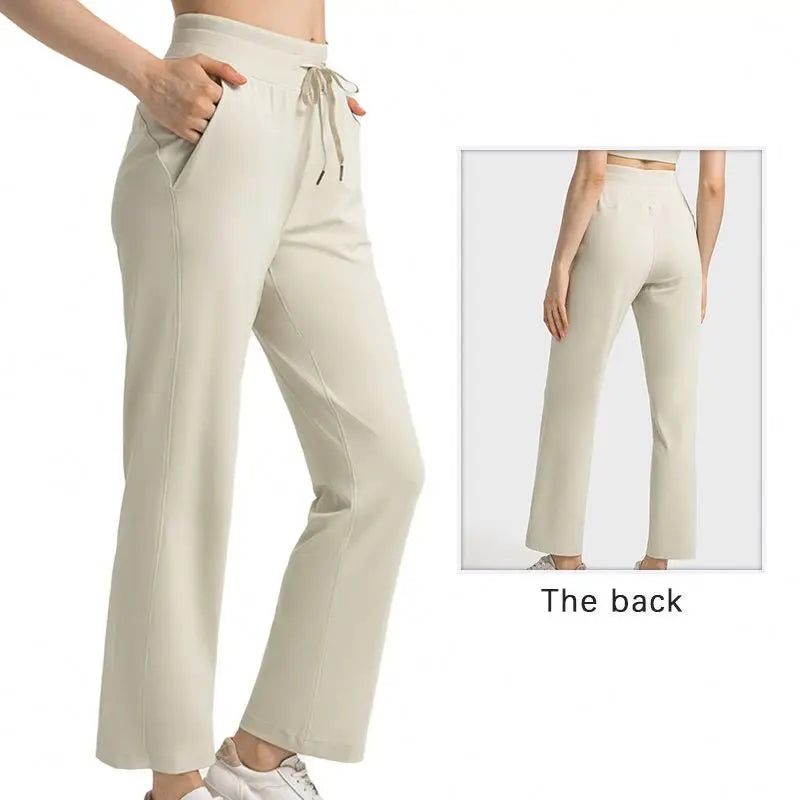 Women High Waist Straight-legged Pants Tummy Control Casual Wear Loose Yoga Pants