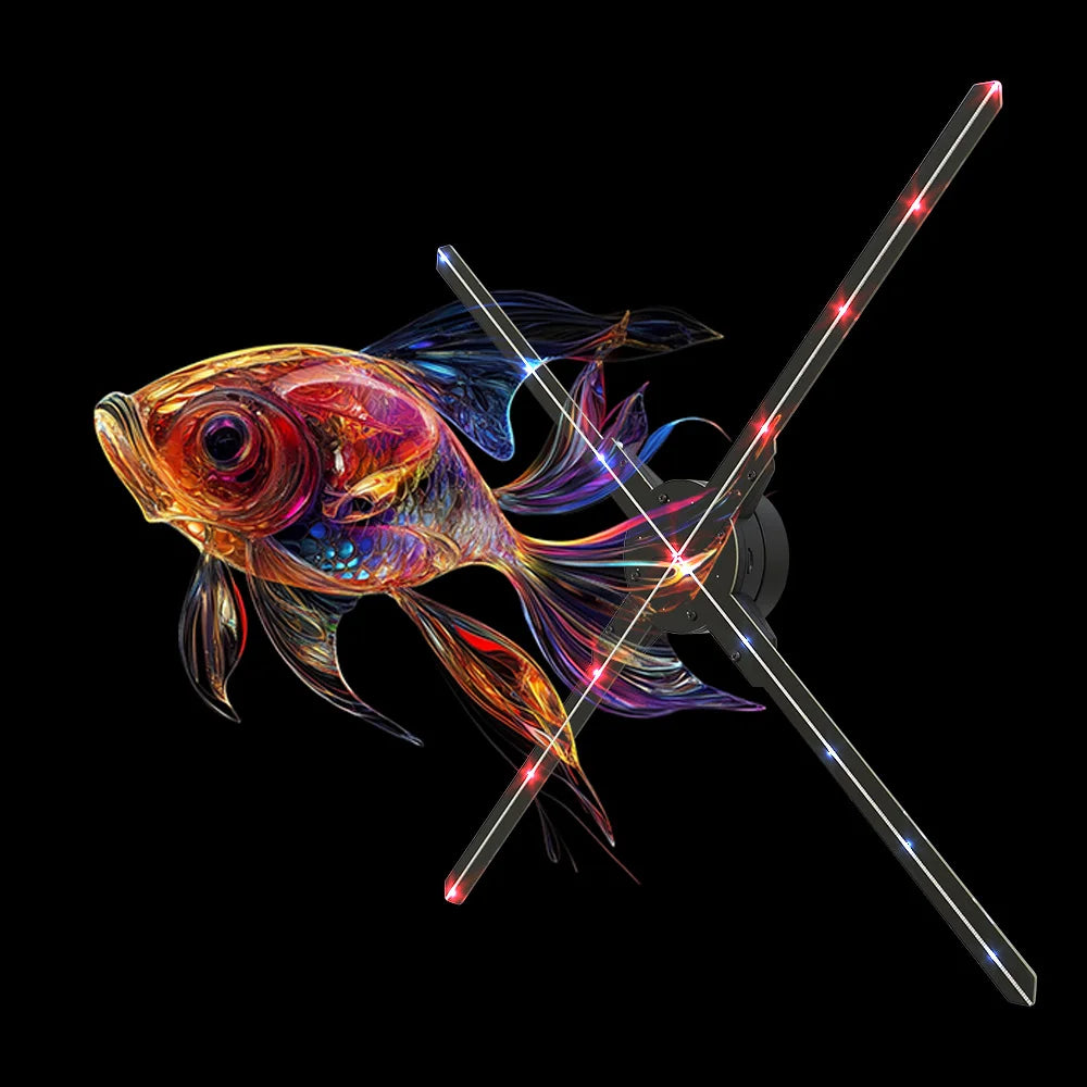 Innovative 65cm Splicing 4-Blade 3D Hologram Fan for Effective Advertising With HD Animation and Holographic Projector