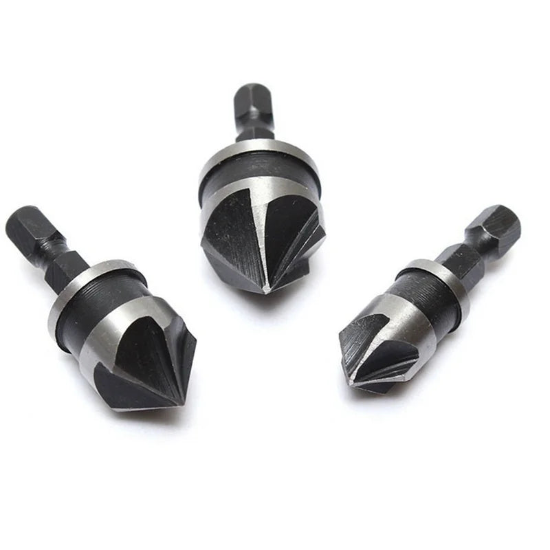 3Pcs 12/16/19mm Hex Woodworking Countersink Boring Drill Bit Set for Wood Plastic Quick Change Drill Bit Tool Chamfer Drill Tool