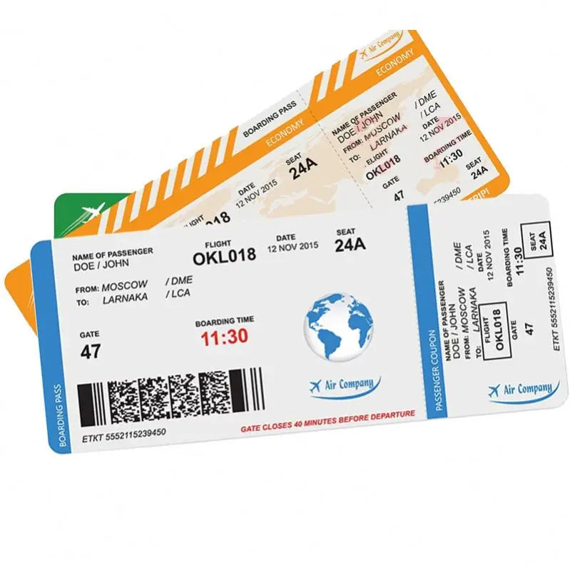 Thermal Printing Quality Wholesale Branded Cheap Customized Flight Ticket Airline Boarding Card Promotion Supermarket