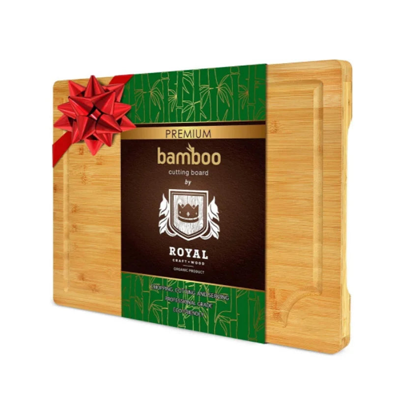 Premium Grade Bamboo Cutting Board Fast Eco-Friendly Rectangle Food Sustainable Butcher Chopping Block Serving Board Modern