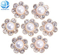 DIY Fashion Rhinestone Shirt Buttons Flatback Gold Sewing Flower Pearl Buttons Buckles for Sweater Decorations