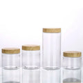 120 ml Jar with Bamboo Lid 5 oz clear Container with Bamboo Lid
