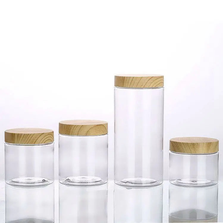 120 ml Jar with Bamboo Lid 5 oz clear Container with Bamboo Lid