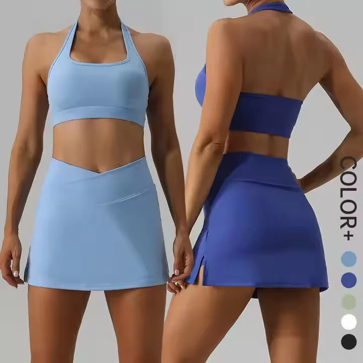 BNICE Wholesale Custom LOGO Breathable Women Golf Skirts Golf Tennis Skirts Set Women Sportswear 2 Piece Yoga Set