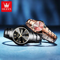 Olevs 8697 Oem logo Watch Couple Watch for Men Classic Tungsten Steel Luxury Custom Gift Reloj Ladies Quartz Watches