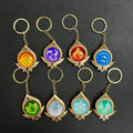 Popular Genshin Impact Vision God's Eye Zinc Alloy Glass Moon Luminous Metal Pendant Keychain